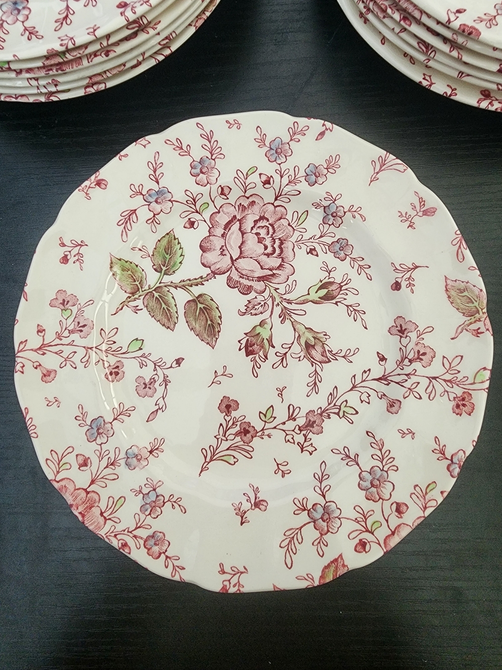 Floral Porcelain Bread And Butter Plates And Fruit Bowls